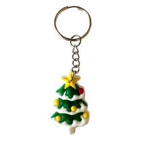 🔴 5 for $10 ONE Holiday Festive Christmas Tree Ring Key Chain